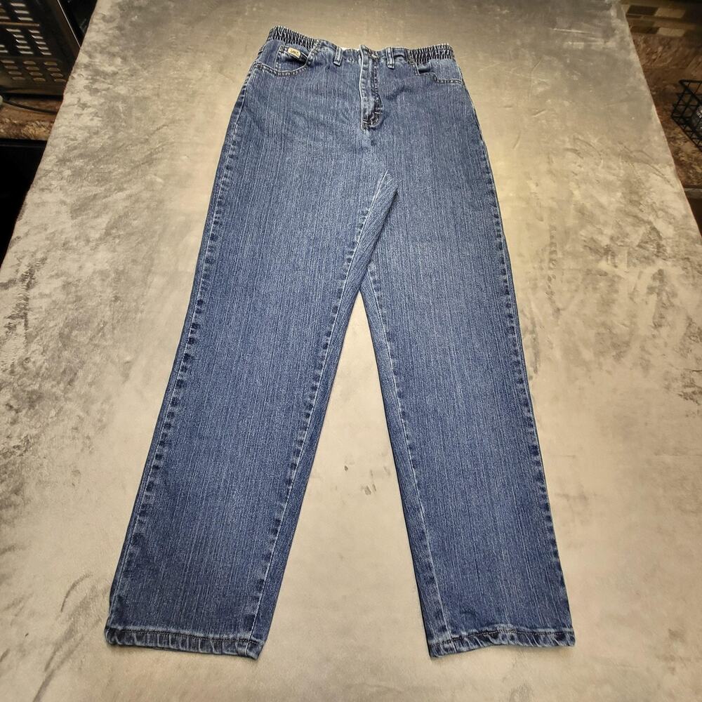 Lee Jeans Womens 10 Blue Straight Relaxed Stretch Medium Wash Denim Comfort